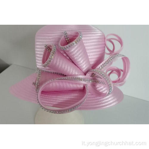 Cappelli da cerimonia per abiti da modisteria da chiesa con nastro di raso da donna